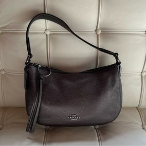 Coach Metallic Graphite Leather Sutton Crossbody 76435